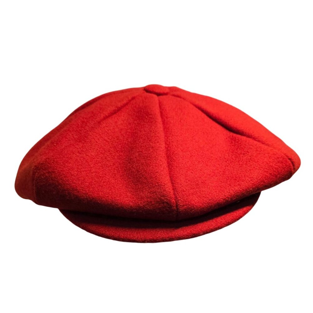 Red Newsboy Cap - Classic Wool-Blend Hat